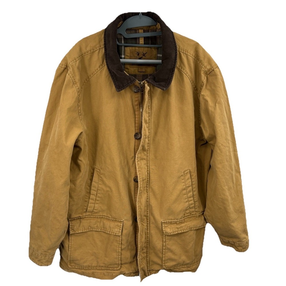 Men Barn Chore Coat Jacket Large Corduroy Collar Zipper Button Tan Outdoor‎ Life